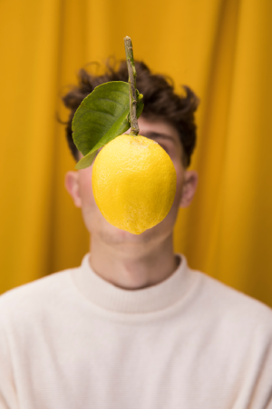 Portrait Fashionable Boy With Lemon