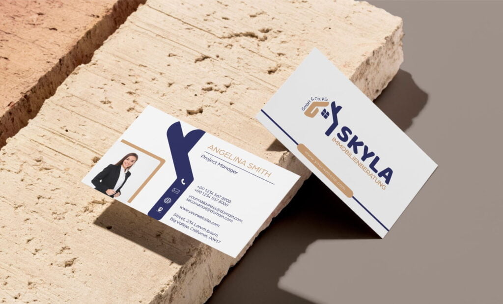 Corporate Identity Design Agentur Referenzen - Skyla Immobilienberatung - Visitenkarte Design